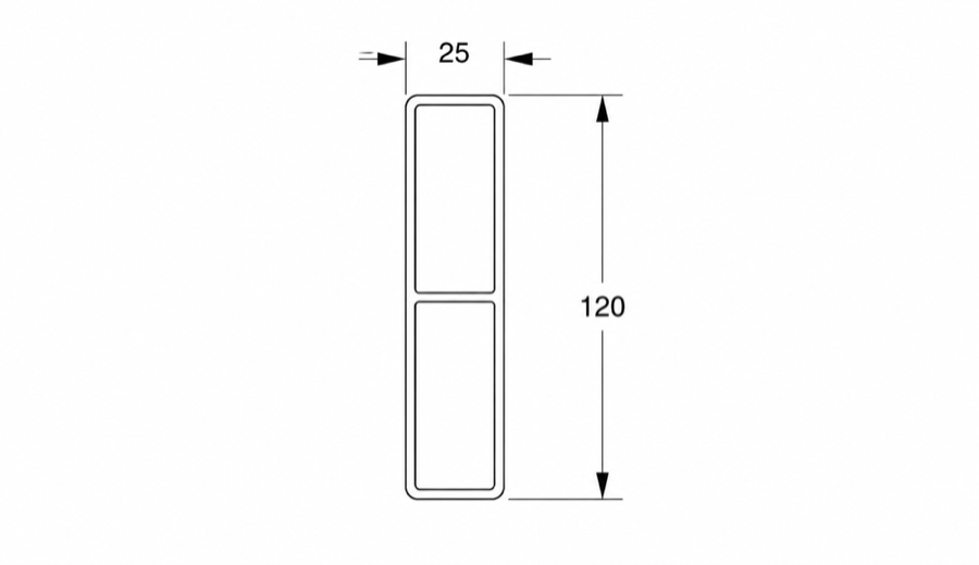 Desenho técnico de Perfil de Varanda H120×25 · 7m