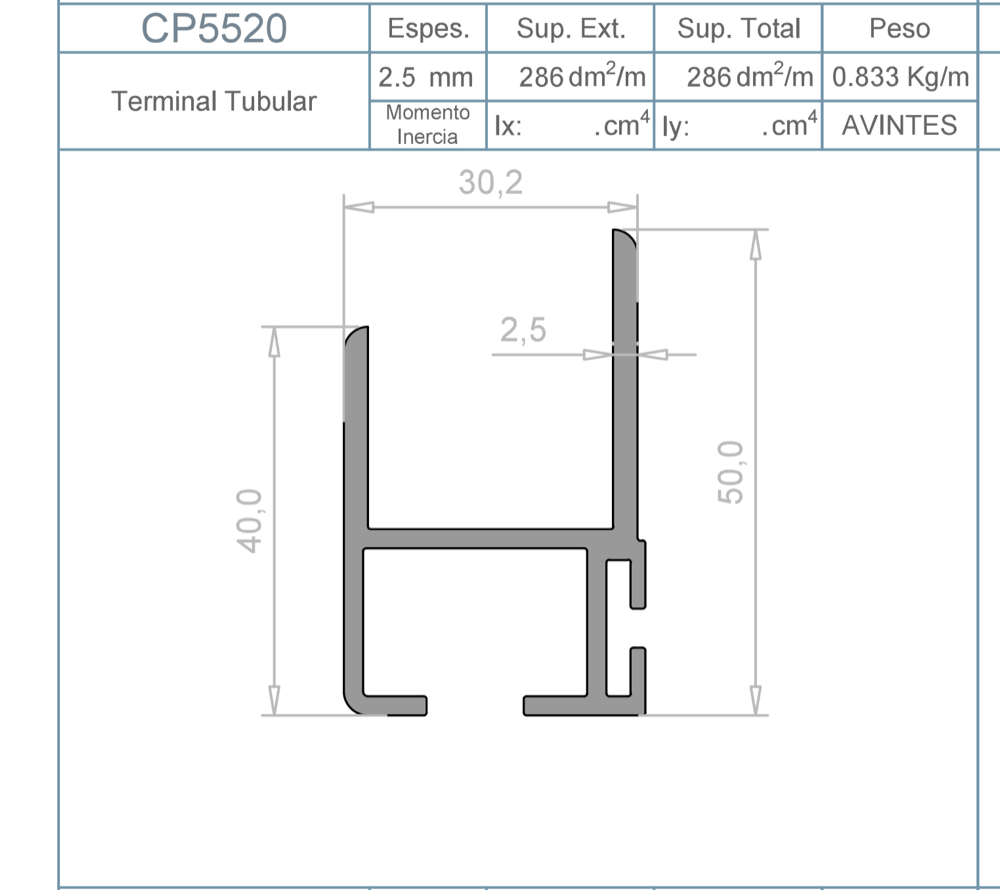 Desenho técnico de Terminal Tubular