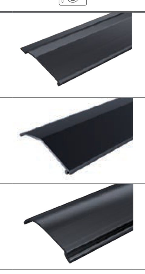 Perfil de Vedação Teto/Lona 140,3 mm · junquilho grosso 8,5 mm · rolo 14 m