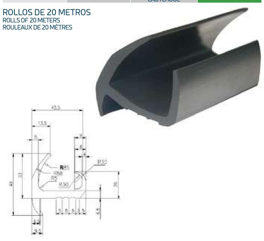Perfil de Vedação de Porta de Contentor Marítimo · rolo 20 m