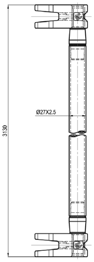 Tubo Zincado Ø27 × 2,5 · 3130 mm · com engates soldados
