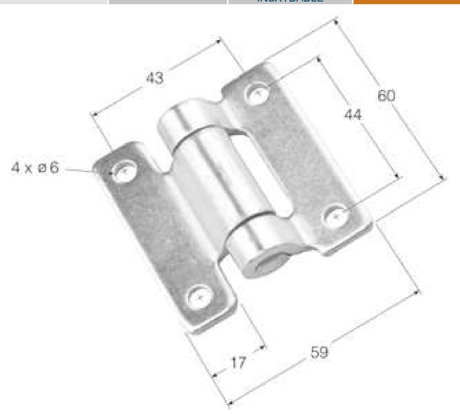 Dobradiça Lateral Zinc 59×59mm