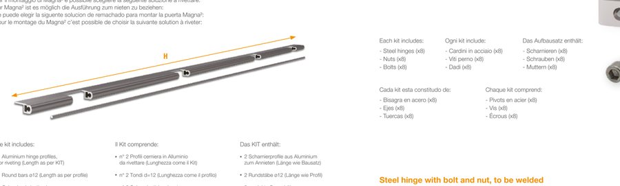 Kit de charneira em aço a soldar · INOX · MAGNA²