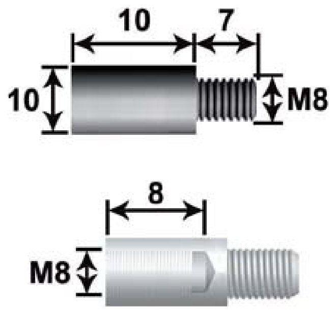 Prolongador de haste Ø10, corpo 10 mm