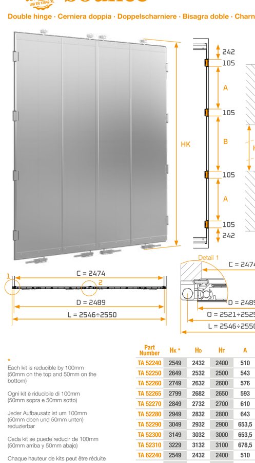 Kit de Porta Knock bounce 3000 mm · desmontada · 4 fechos