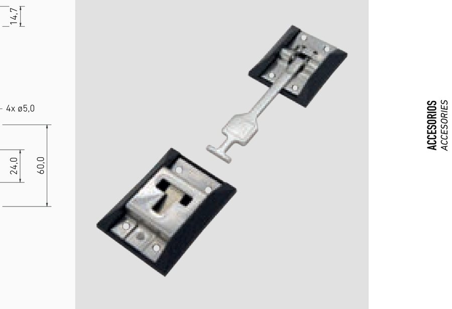 Retractable door retainer type T Zinc 117mm