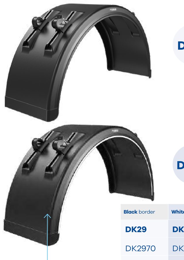 Guarda-lamas DK®29/30 PE 1250×430mm-1900 c/ suportes integrados