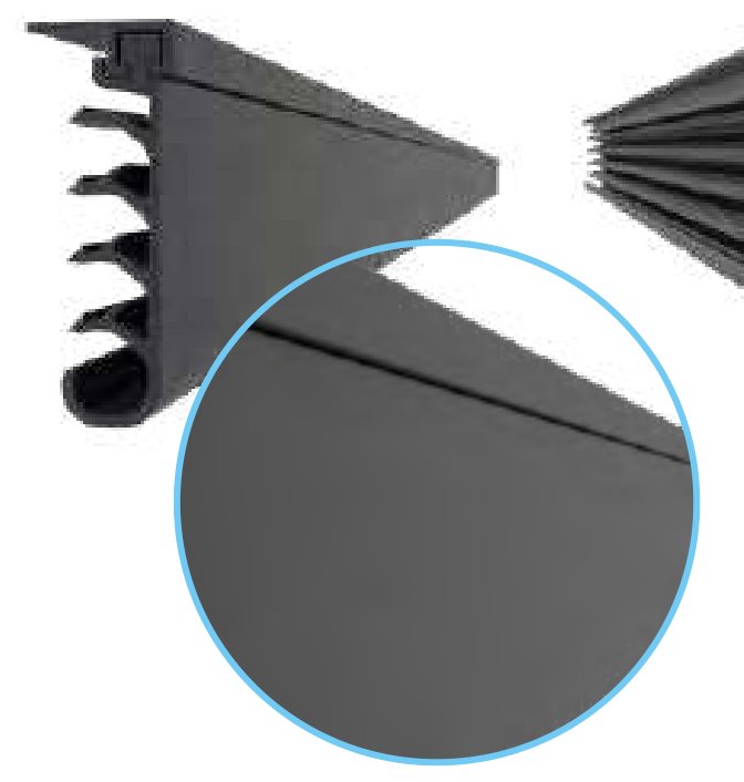 Saia lateral antispray DK®55 PP 3700×150mm · perfil de fixação horizontal