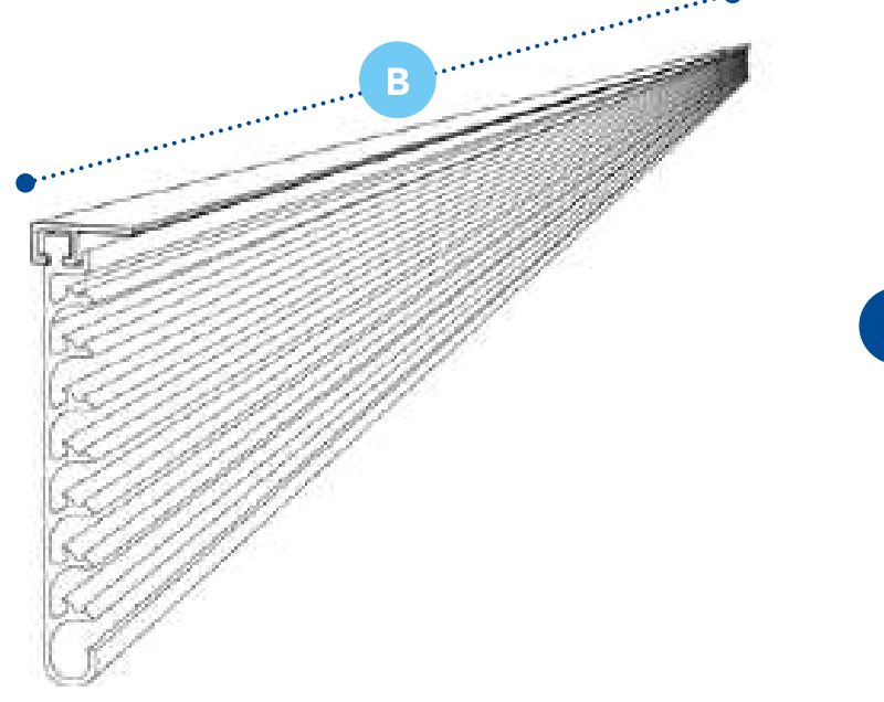 Saia lateral antispray DK®56 PP 3700×150mm · perfil de fixação horizontal