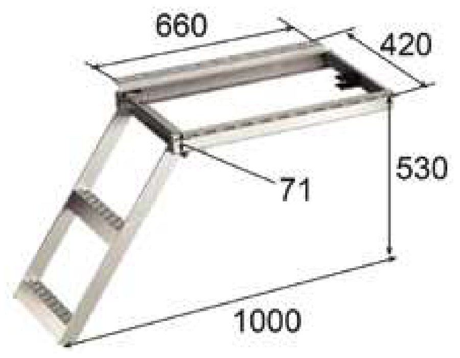 Escada Extraível Echarte · 2 Degraus · quadro 660×420 mm