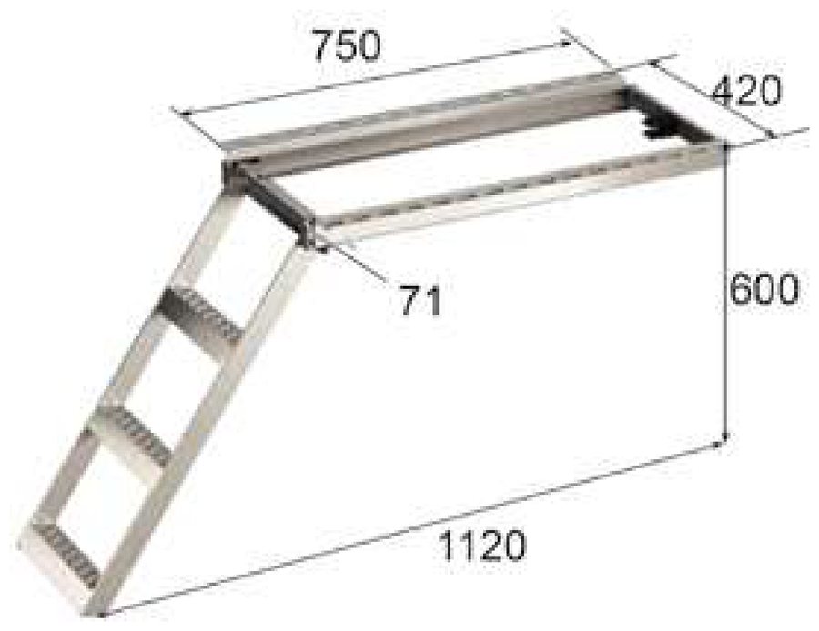 Escada Extraível Echarte · 3 Degraus · quadro 750×420 mm
