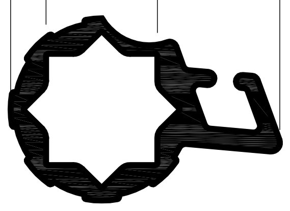 Casquilho inferior p/ tensor de lona (quadrado 12mm, perfil Ø27)