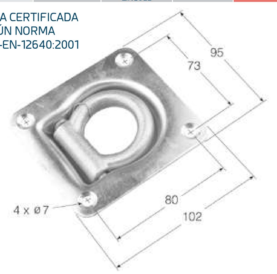 Argola de Amarração Embutida c/ Mola 102×95mm · 1,5 T (AE-1)