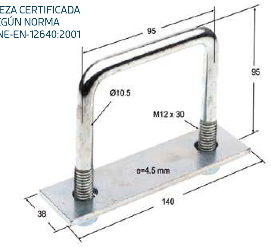 Argola Tensora c/ Pletina e Parafusos 95×95mm · 1 T (AT-2)