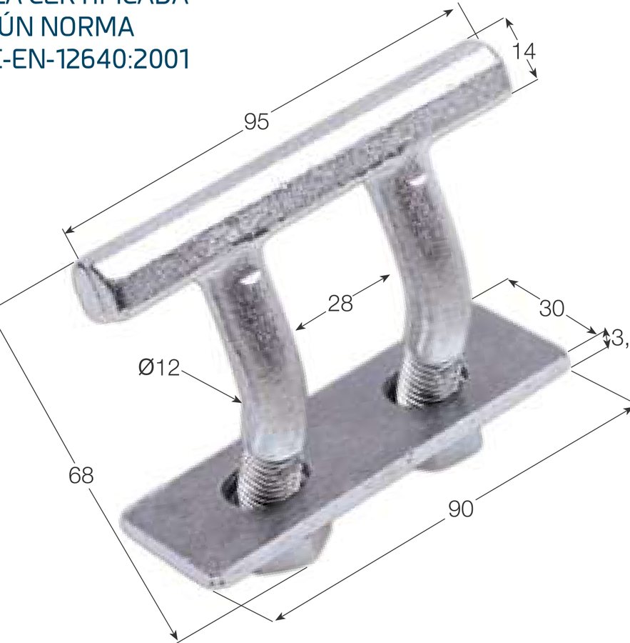 Argola Tensora de Banda Dobrada 95×90mm h68 · 3 T (AT-1D)