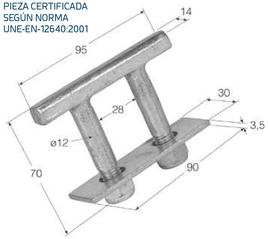 Argola Tensora de Banda Reta 95×90mm h70 · 3 T (AT-1)