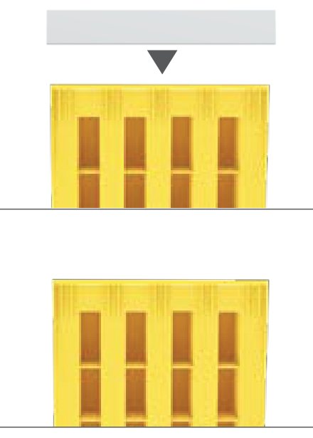 Calço de Roda Lokhen «ORIGAMY 53» amarelo · 472×199×230 mm · 0,82 kg