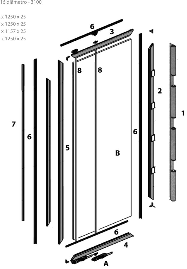 Kit de Porta em Painel Sandwich · lisa c/ 4 Fechos · H máx. 2790