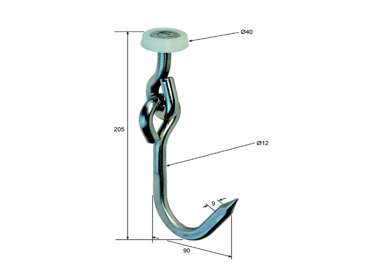 Stainless steel articulated meat hook 205mm