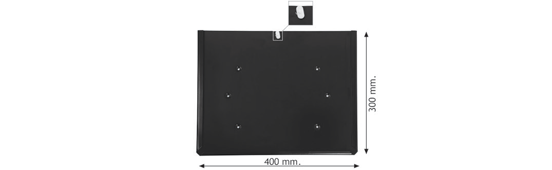 Porta-placa ADR inox pintado a preto, com gancho de segurança
