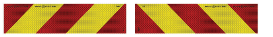 Kit 2 placas de marcação traseira ECE 70-01 tipo RR, autoadesivas, 565×132 mm (camião)